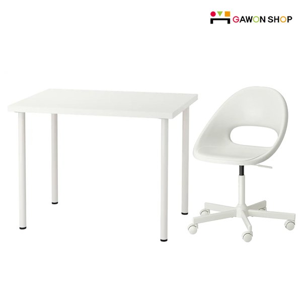 [1+1/무료배송] 이케아 LINNMON/LOBERGET 책상과 의자세트, 책상(화이트-화이트)+의자(화이트), 화이트할인 상세 이미지 1