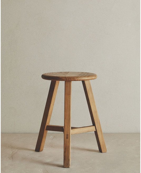 자라홈 브랜드관 엠 우드 스툴 48316073052, 30 x 46 x 30 cm, 라이트 베이지