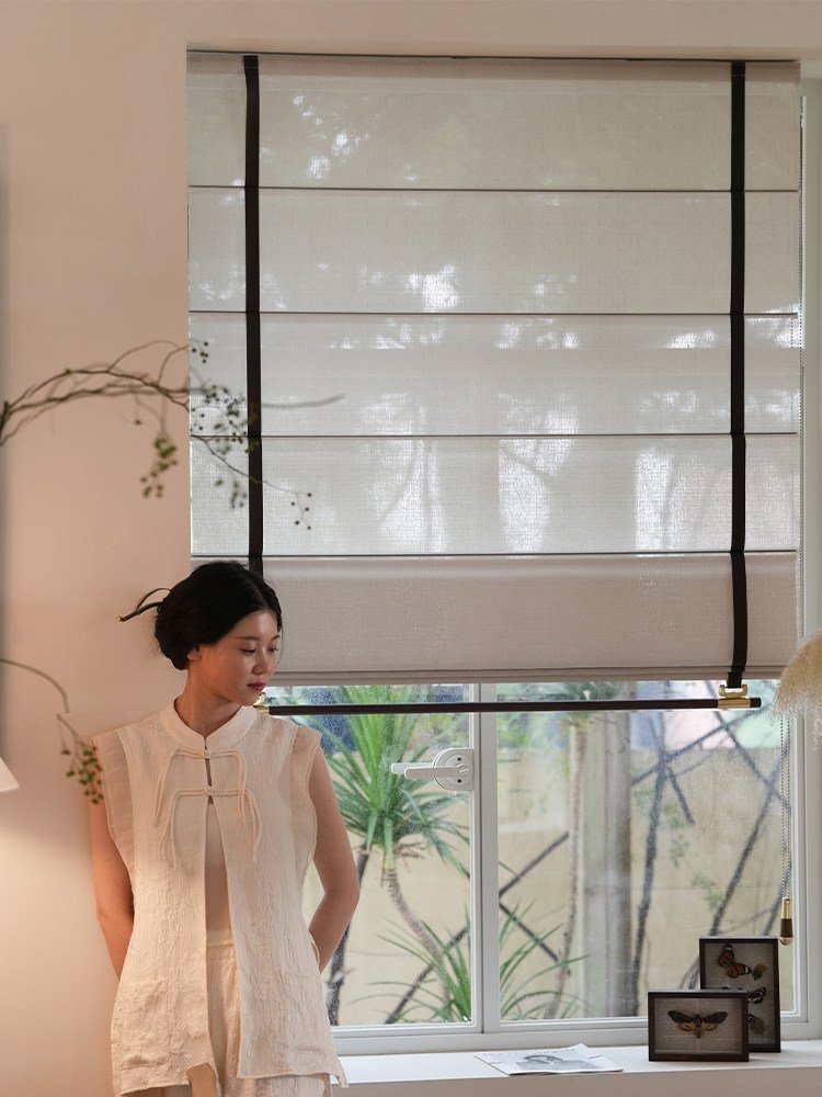 비포쉬프팅 로만쉐이드 심플한 커튼 롤 암막 포인트, 제곱미터, 단색-RM1164-라이트 브라운 상세 이미지 2