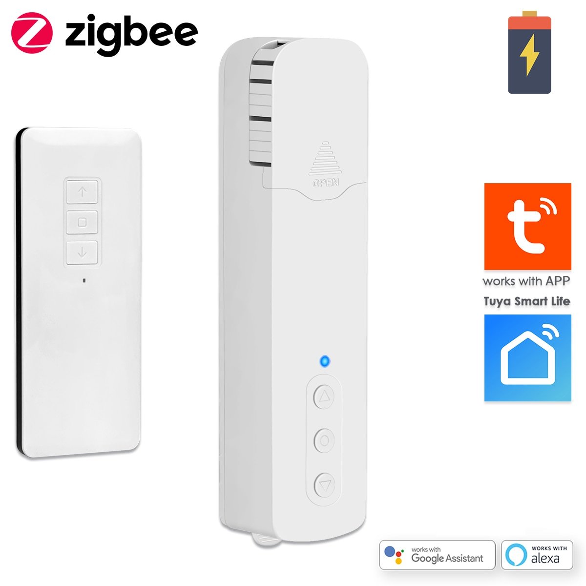 블라인드 SANCTUARY Tuya ZigBee 스마트 모터 로만 롤러 쉐이드 자동 Smart Life 앱 Google Alexa 와이파이 음성 제어 RF 리모트 배터리 포함 US, With RF Remote+Builtin Battery 상세 이미지 2