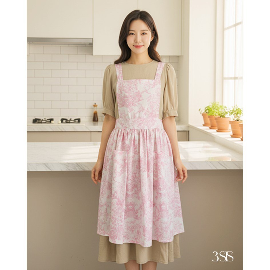3SIS-메종 뜨왈 앞치마 국산 핸드메이드 제품, 블루, 1개 상세 이미지 1
