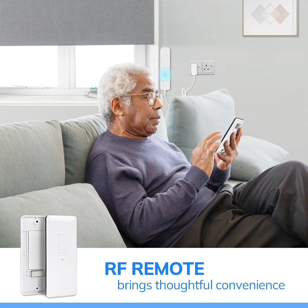 블라인드 SANCTUARY Tuya ZigBee 스마트 모터 로만 롤러 쉐이드 자동 Smart Life 앱 Google Alexa 와이파이 음성 제어 RF 리모트 배터리 포함 US, With RF Remote+Builtin Battery 상세 이미지 2