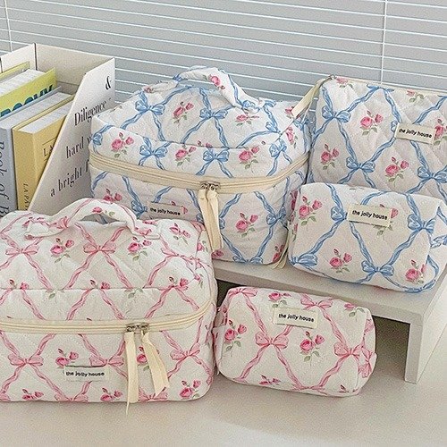빈티지 로즈 리본 패턴 원단 40수 면 3컬러, 핑크, 1개 상세 이미지 1
