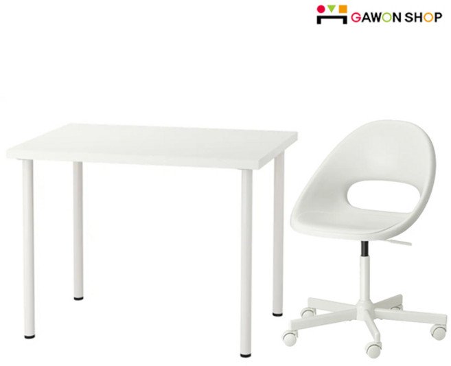 [1+1/무료배송] 이케아 LINNMON/LOBERGET 책상과 의자세트, 책상(화이트-화이트)+의자(화이트), 화이트할인