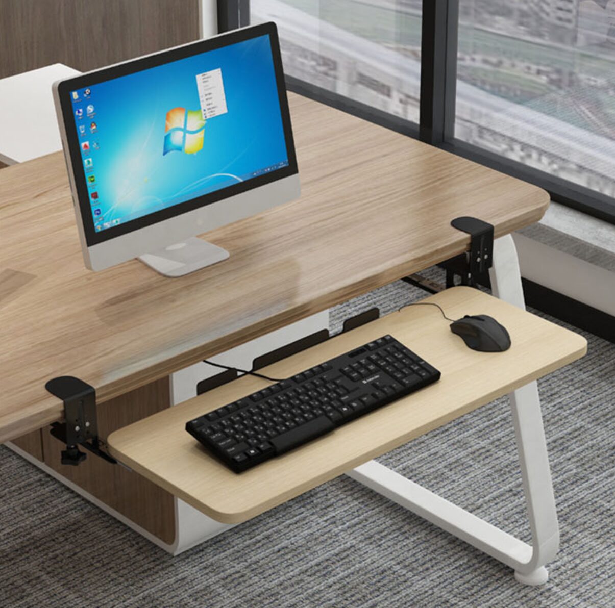 책상 팔걸이 확장 키보드 슬라이딩 거치대 65cm, 블랙, 1개 상세 이미지 2