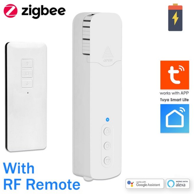 블라인드 SANCTUARY Tuya ZigBee 스마트 모터 로만 롤러 쉐이드 자동 Smart Life 앱 Google Alexa 와이파이 음성 제어 RF 리모트 배터리 포함 US, With RF Remote+Builtin Battery