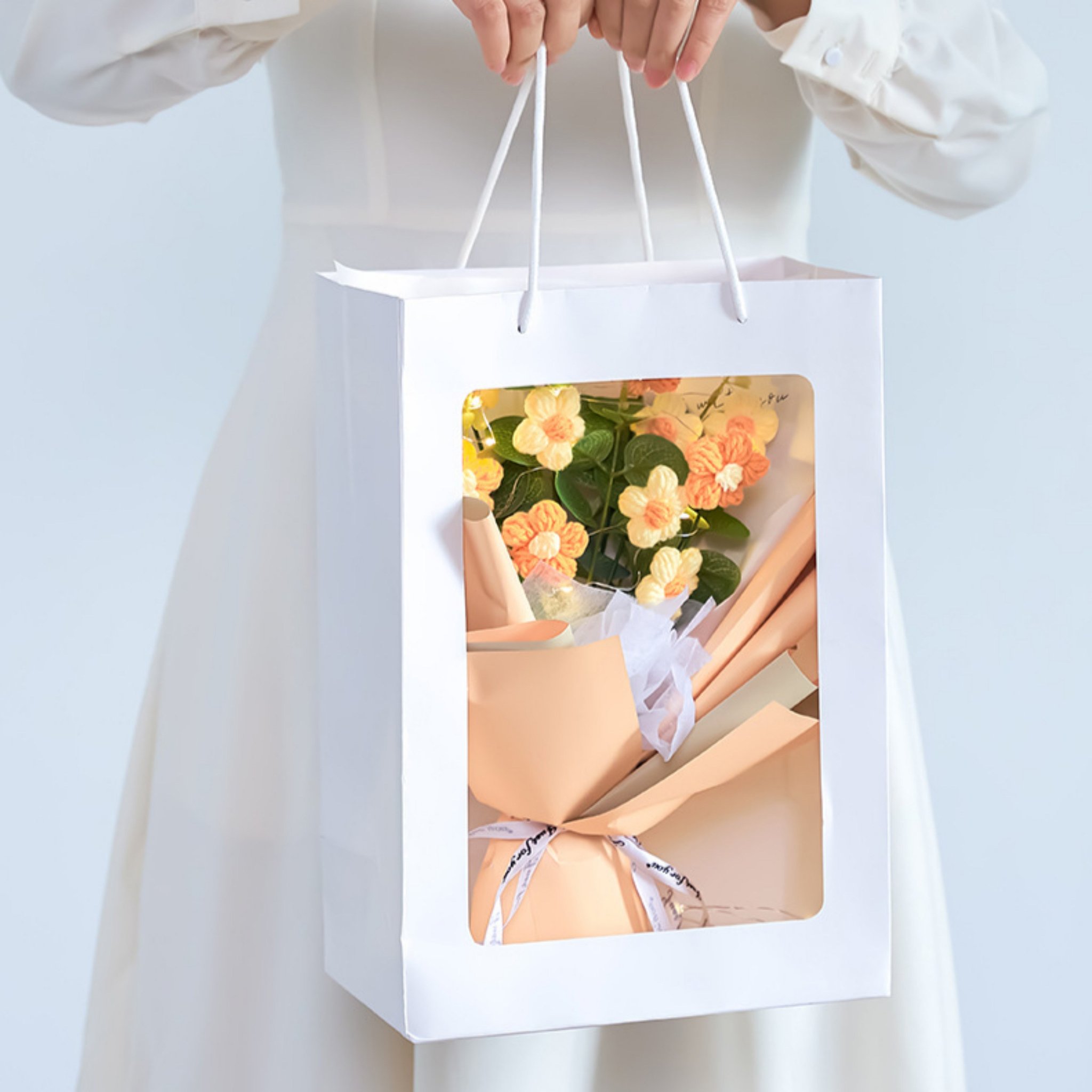 [쇼핑백포함] 포디움 뜨개꽃다발 완제품, 1개, 프리지아할인 상세 이미지 1