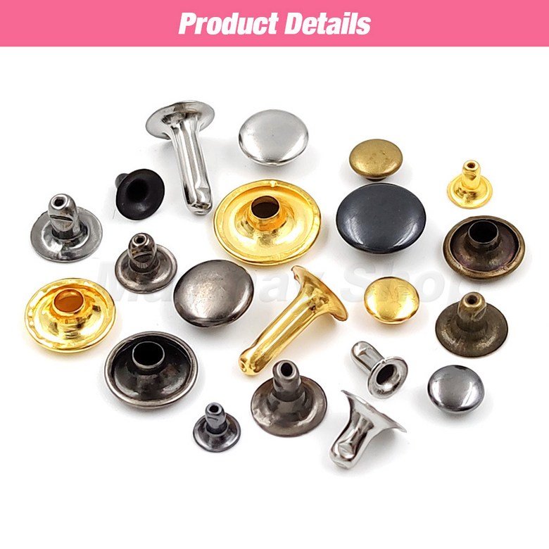 100sets 5mm-15mm 금속 라운드 리벳 단일 캡 리벳 스터드 DIY 가죽 공예 가방 벨트 의류 모자 신발 액세서리, 금, 12mm 상세 이미지 2