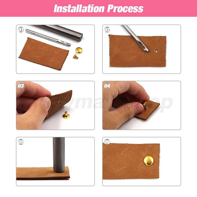 100sets 5mm-15mm 금속 라운드 리벳 단일 캡 리벳 스터드 DIY 가죽 공예 가방 벨트 의류 모자 신발 액세서리, 금, 12mm 상세 이미지 2