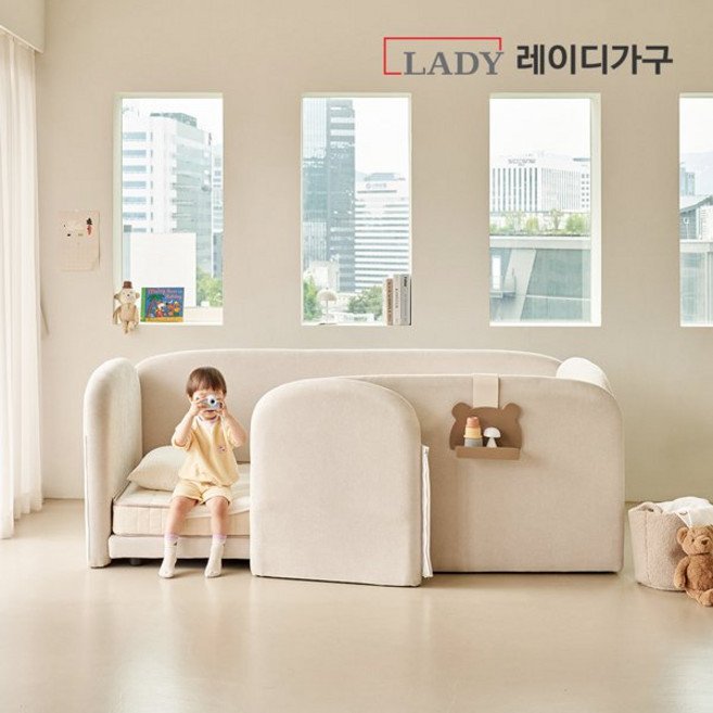 레이디가구 푸딩 기능성 패브릭 도어형 데이베드 SS_딴딴이 14, 바닐라베이지