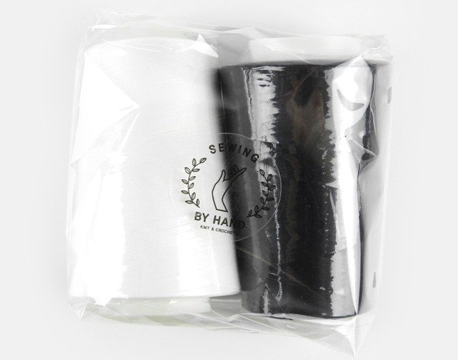 소잉바이핸드 40수 2합 재봉사 2종 세트, 01 화이트, 26 블랙, 1개 상세 이미지 2