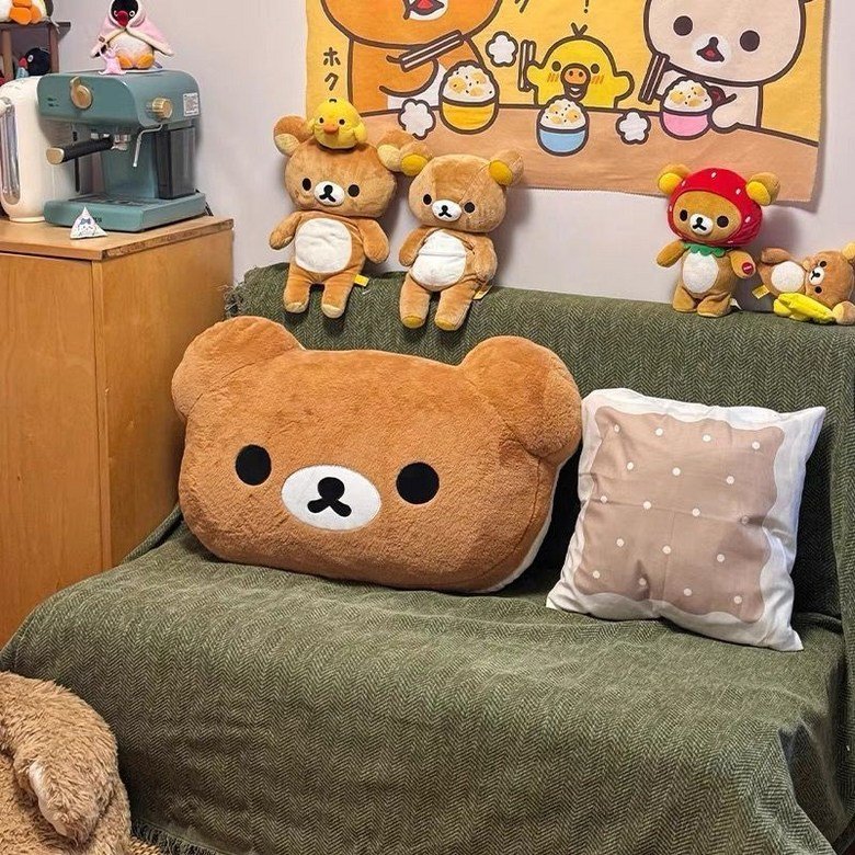 리락쿠마 인형쿠션 침대 머리맡 쿠션 대형 롱쿠션 상세 이미지 1